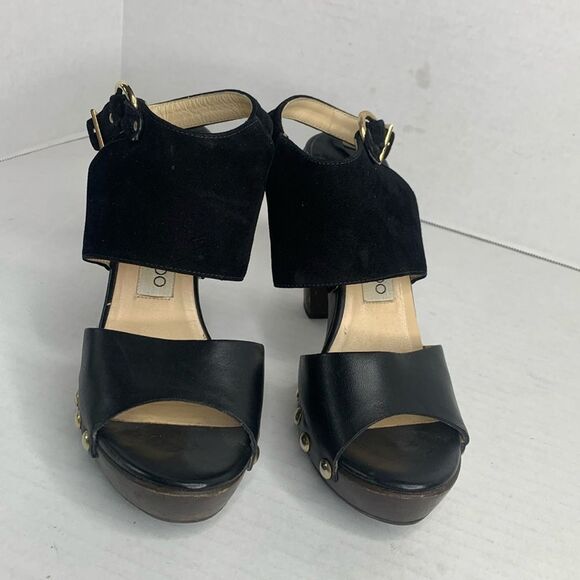 Jimmy Choo black suede leather studded clog heels - Picture 2 of 10